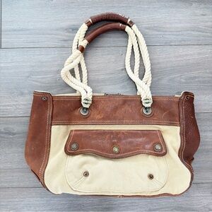GAP 1969 vintage Tote bag- brown leather /canvas purse